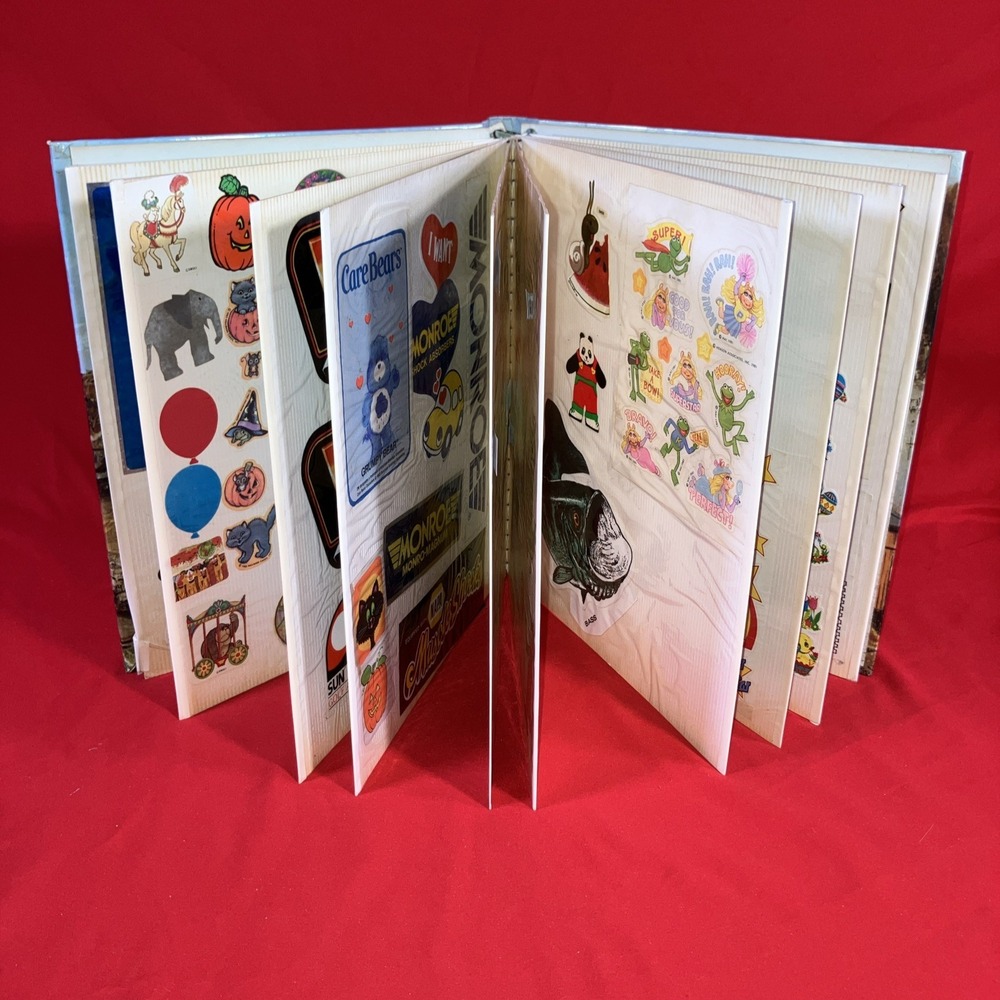 Vintage 1980's Sticker Album Book / Hallmark Animals Automotive Fuzzy Puffy 1980